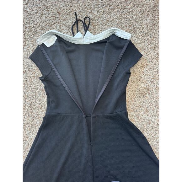 Pappagallo Women's Black midi Dress, size Medium, White Peter Pan collar - Picture 6 of 12